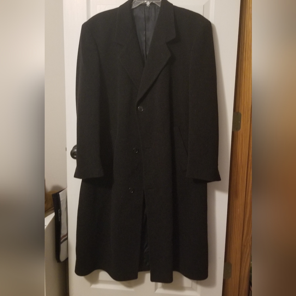 Joseph & Feiss International black trench coat 44 Regular Wool Blend